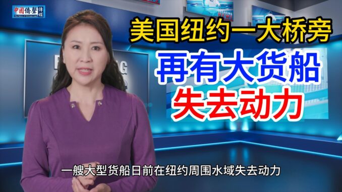 美国纽约一大桥旁再有大货船失去动力-封面